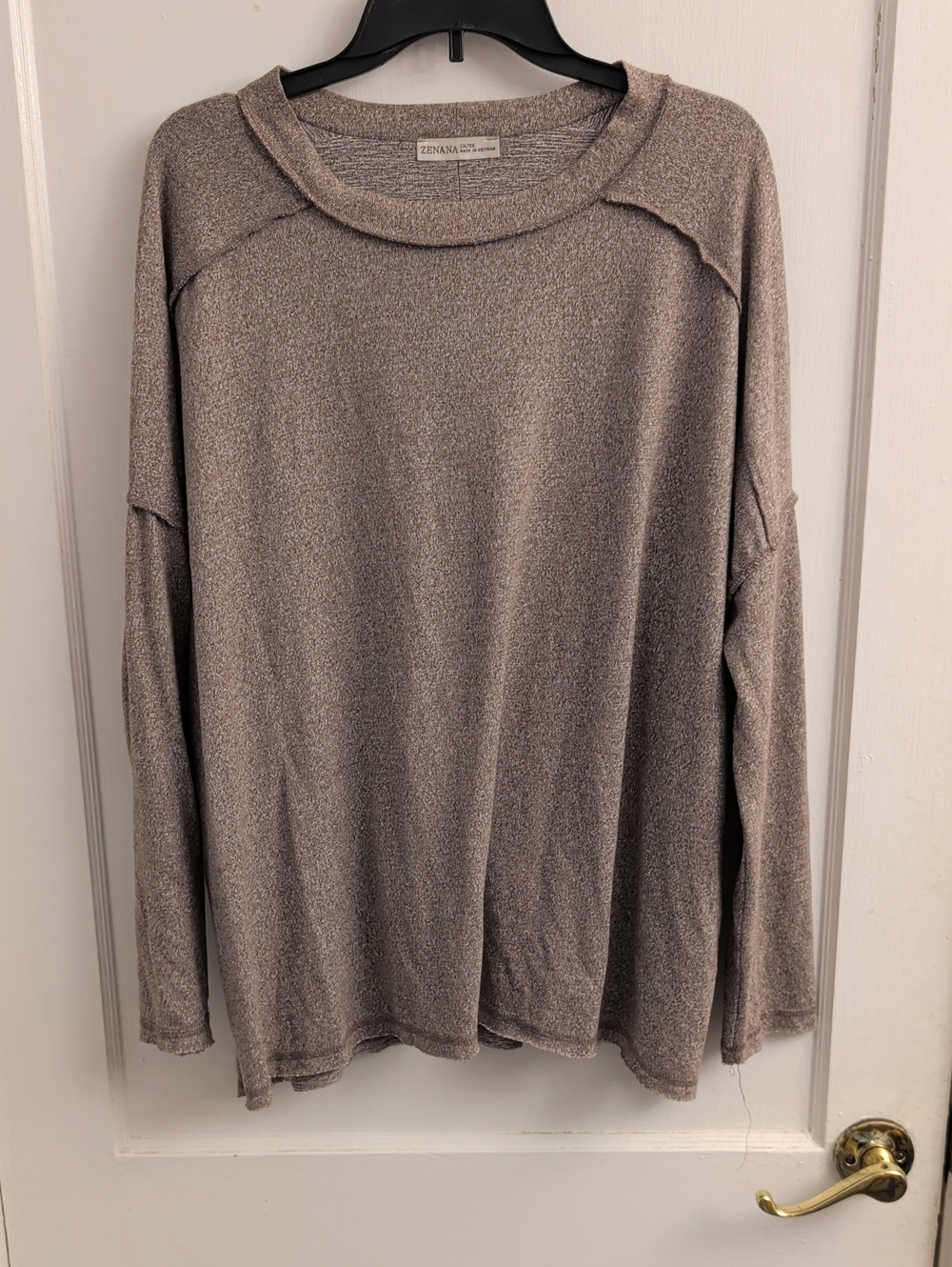 Zenana Outfitters Lightweight Long Sleeve Top in Taupe